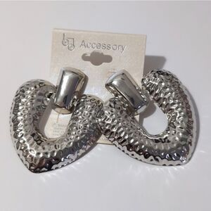 Silver Metal Hammered Earrings‎